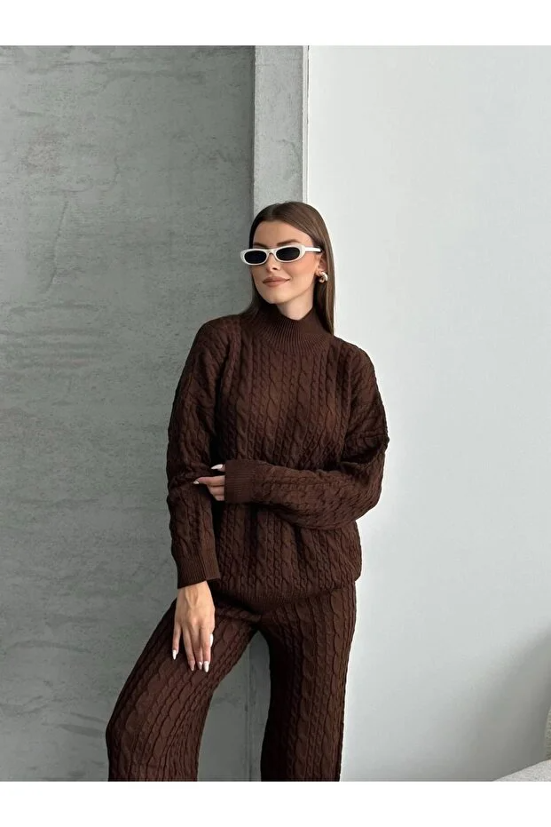 Asur Butik Kadın Atkılı Triko Standart Beden Takım (38-42)