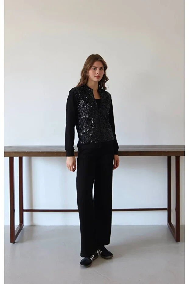 Asur Butik Kadın Pul Payet Likralı Eşofman Takımı