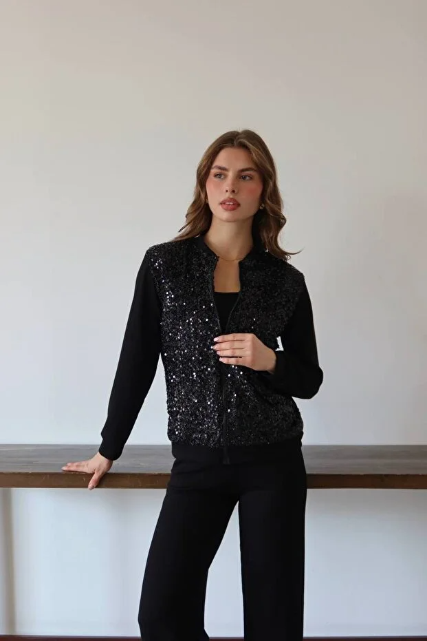 Asur Butik Kadın Pul Payet Likralı Eşofman Takımı