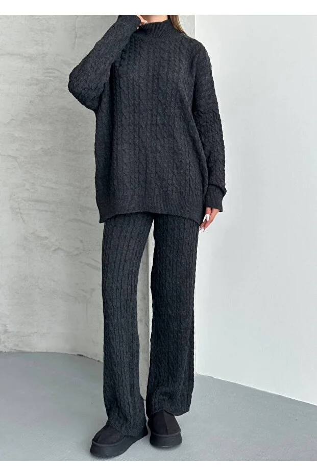 Asur Butik Kadın Atkılı Triko Standart Beden Takım (38-42)