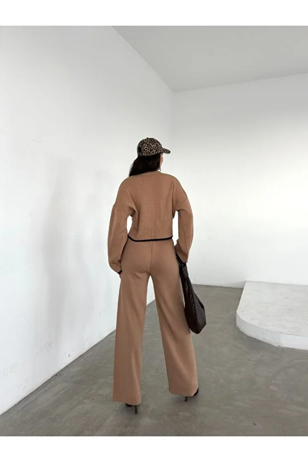 Asur Butik Kadın Polo Yaka Standart Beden Triko Takım