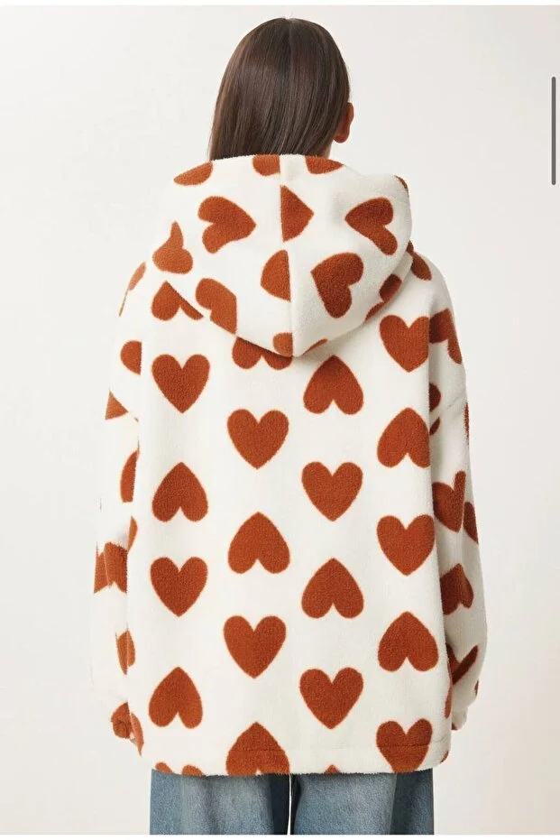 Asur Butik Kadın Kapşonlu Kuzu Model Standart Beden Mont (36-42)