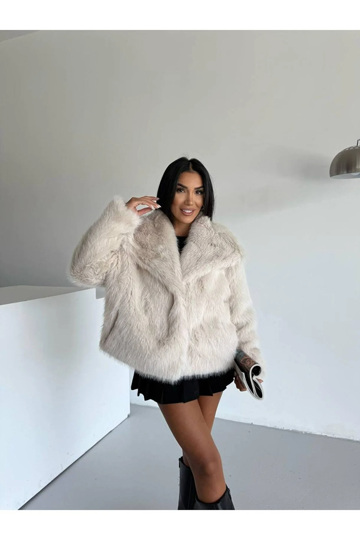 Asur Butik Kadın Çıt Çıtlı Kalın Suni Kürk