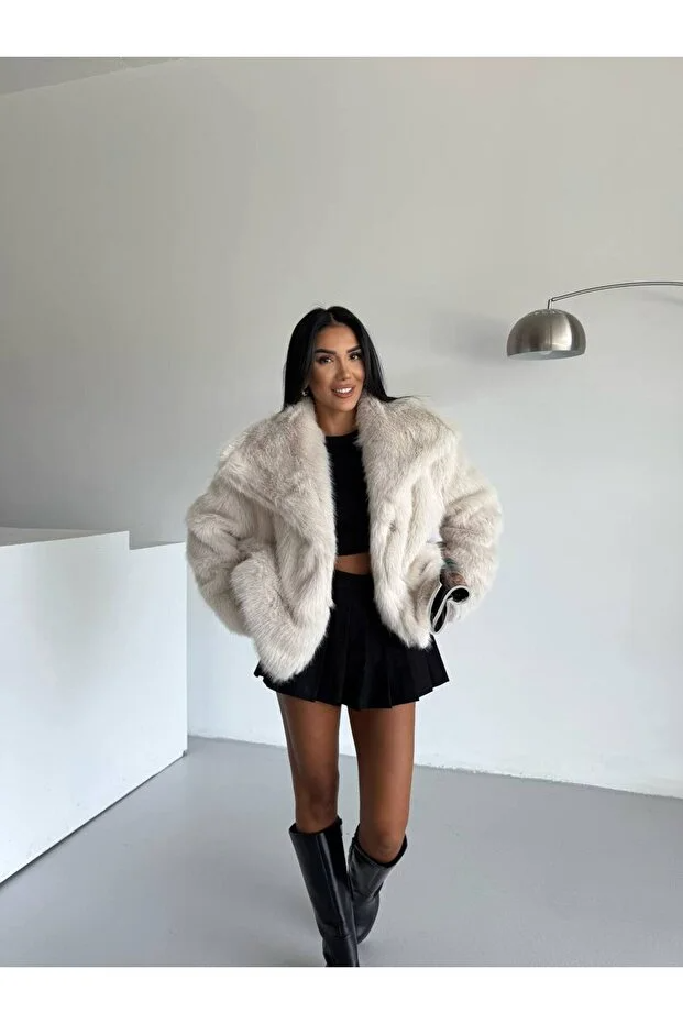 Asur Butik Kadın Çıt Çıtlı Kalın Suni Kürk