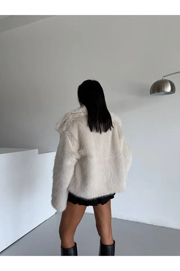 Asur Butik Kadın Çıt Çıtlı Kalın Suni Kürk