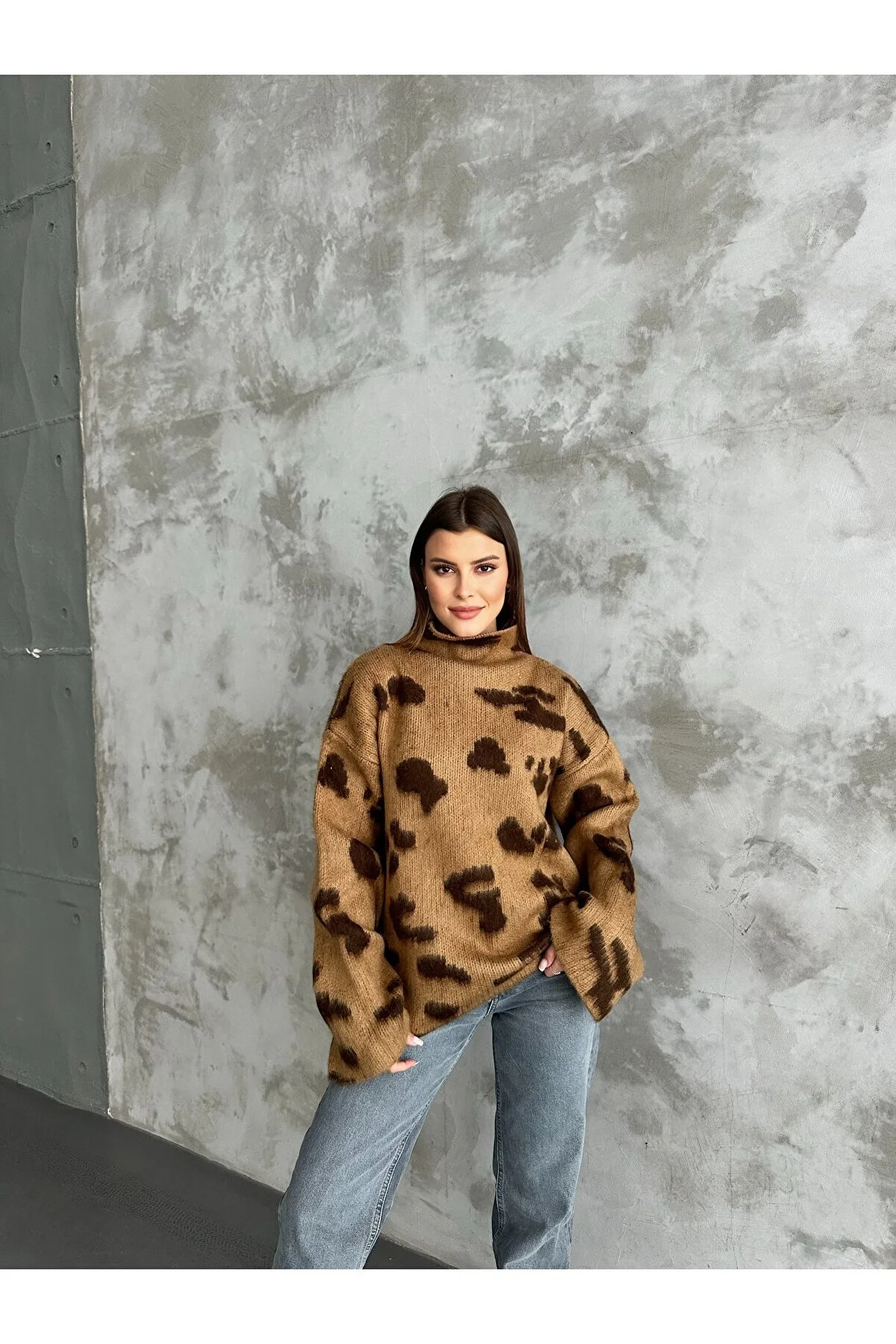 Asur Butik Kadın Benekli Dik Yaka Selanik Kazak