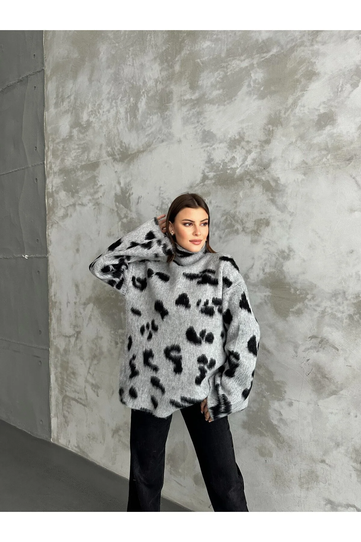 Asur Butik Kadın Benekli Dik Yaka Selanik Kazak