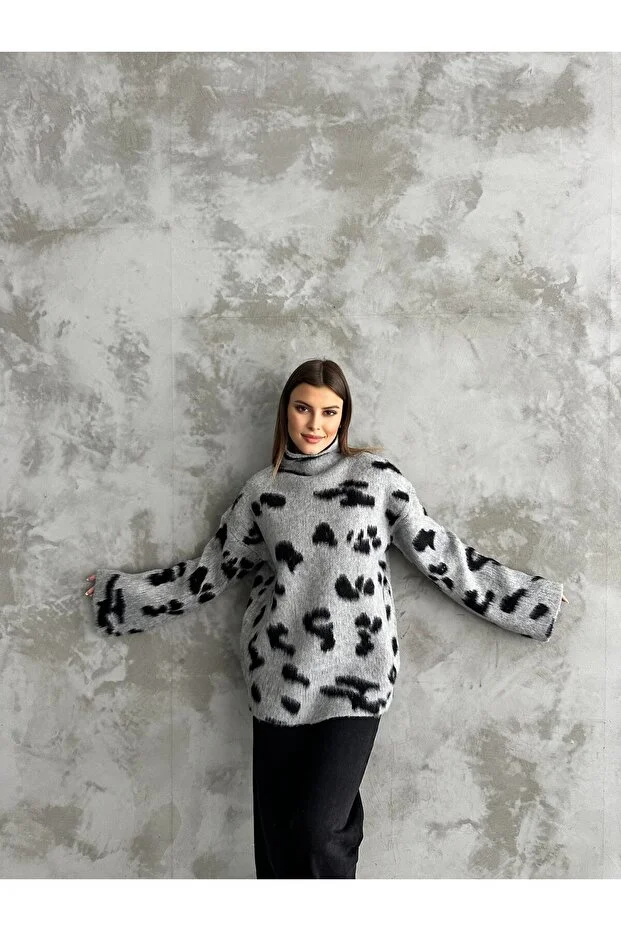 Asur Butik Kadın Benekli Dik Yaka Selanik Kazak