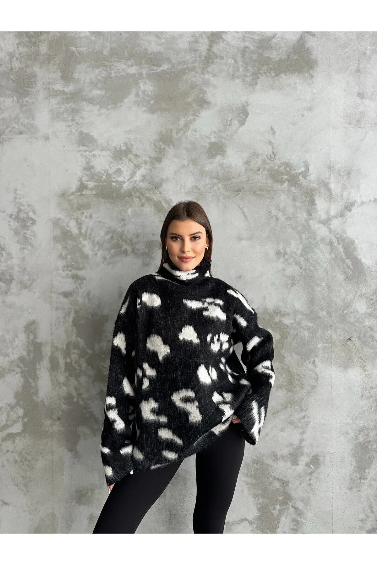 Asur Butik Kadın Benekli Dik Yaka Selanik Kazak