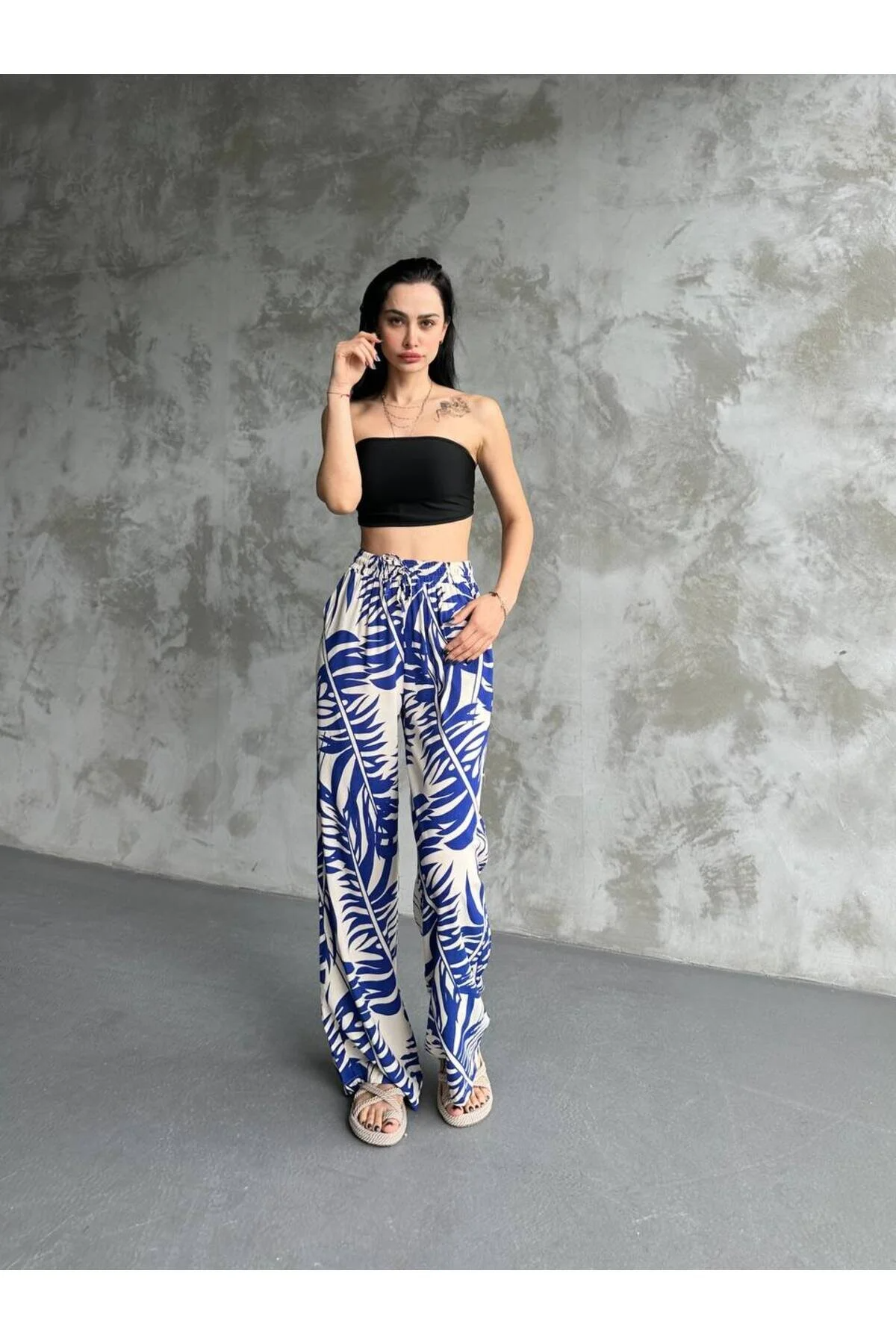 Asur Butik Kadın Dokuma Viskon Palazzo Pantolon