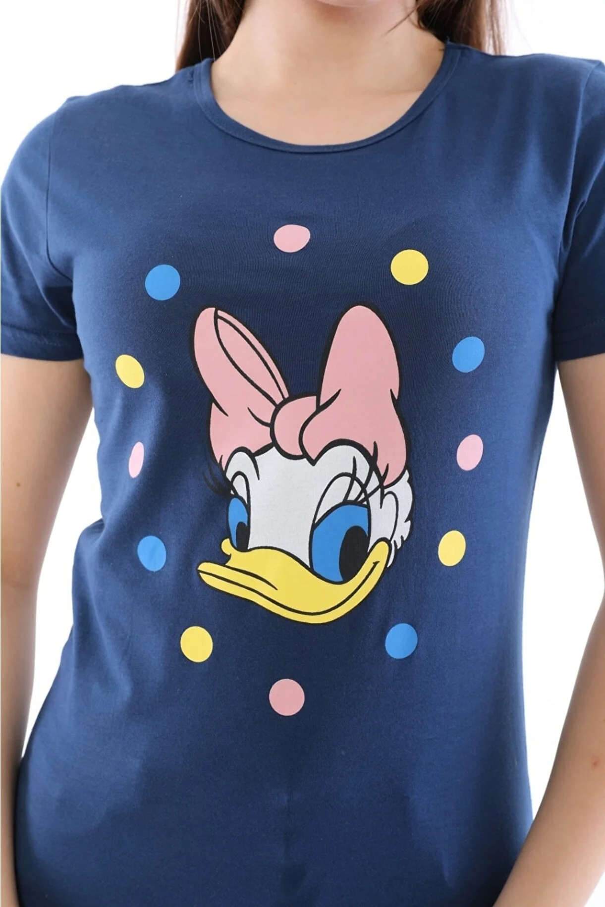 Kadın Beyaz Baskılı Pamuk Penye Tişört